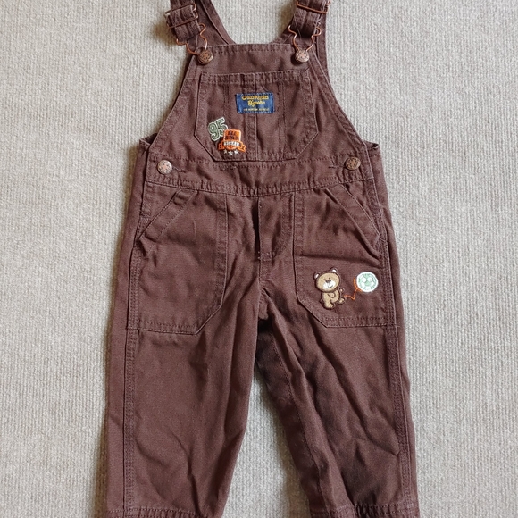 OshKosh B'gosh Other - OshKosh B'Gosh Vestbak Denim All Star Kicker Bib Overalls Boys Size 9 mos Brown